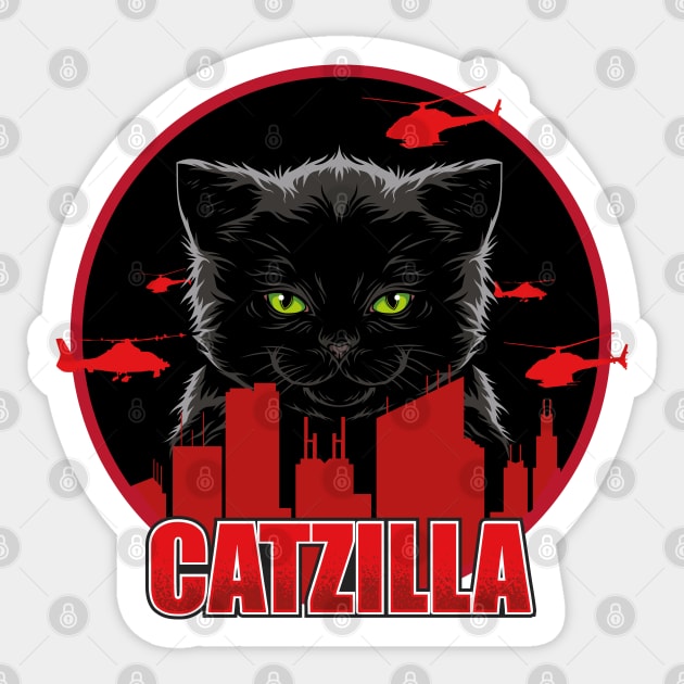 Catzilla – The Furry Destroyer of Cities Sticker by Butter Creative